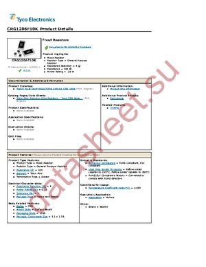 CRG1206F10K datasheet  